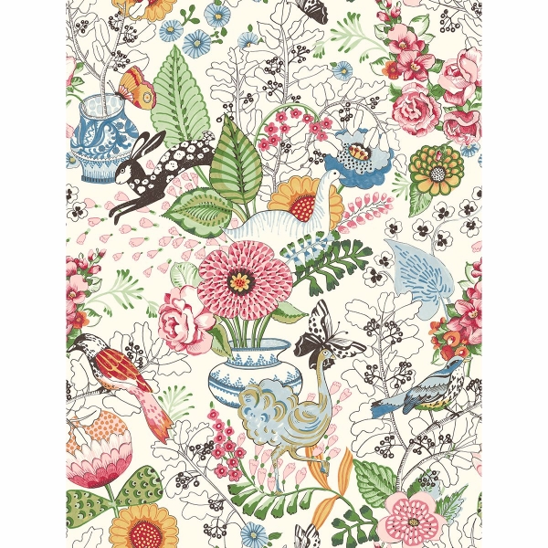 Picture of Whimsy Multicolor Fauna Wallpaper
