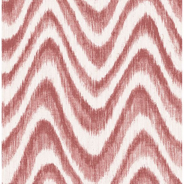 Picture of Bargello Red Faux Grasscloth Wave Wallpaper