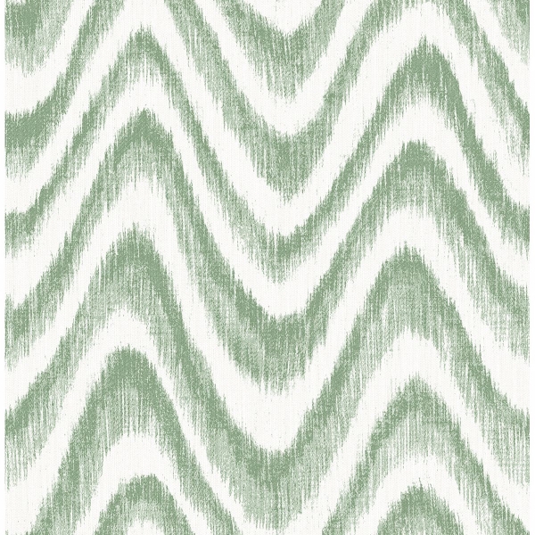 Picture of Bargello Green Faux Grasscloth Wave Wallpaper