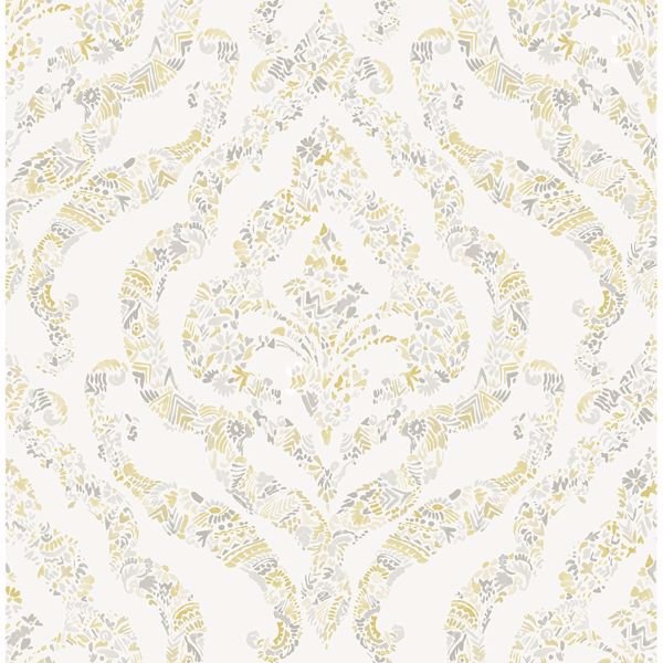 Picture of Featherton Mustard Floral Damask Wallpaper