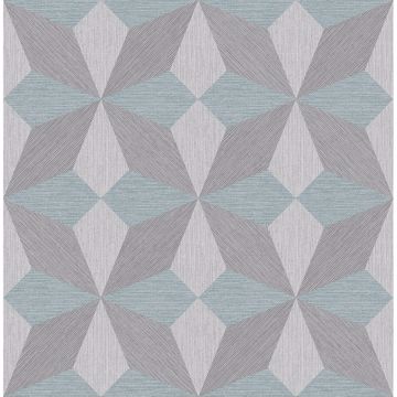 Show details for Valiant Aqua Faux Grasscloth Geometric Wallpaper