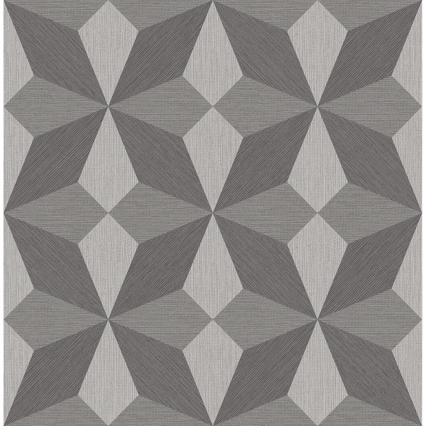Picture of Valiant Grey Faux Grasscloth Geometric Wallpaper