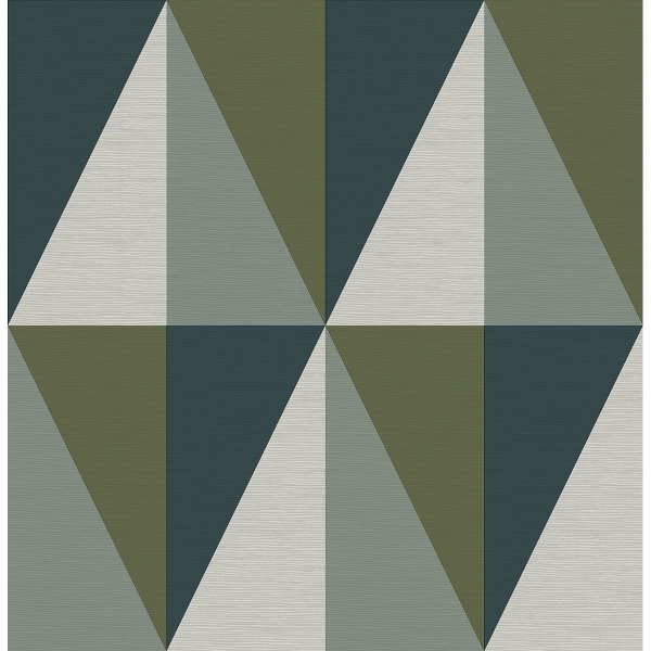 Picture of Aspect Green Geometric Faux Grasscloth Wallpaper