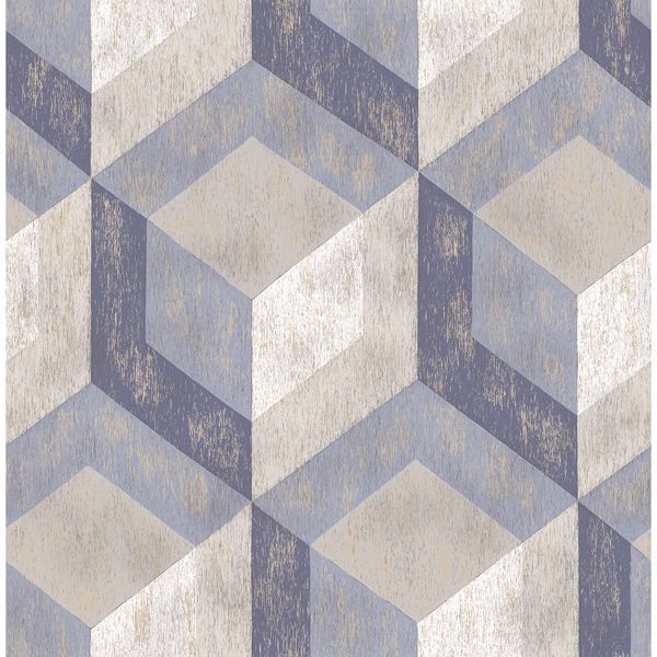 Picture of Clarabelle Blue Rustic Wood Tile Wallpaper