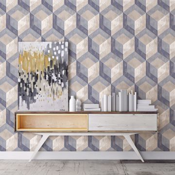 Show details for Clarabelle Blue Rustic Wood Tile Wallpaper