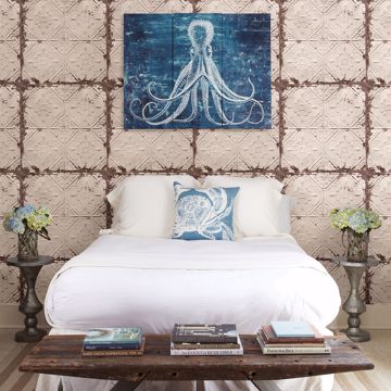 Show details for Donahue Off-White Tin Ceiling Wallpaper