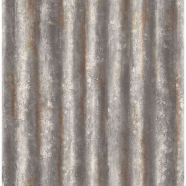 Picture of Kirkland Charcoal Corrugated Metal Wallpaper