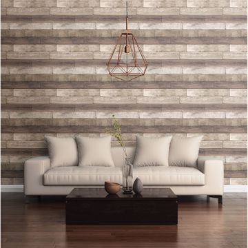 Show details for Porter Coffee Weathered Plank Wallpaper