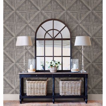 Show details for Carriage House Taupe Geometric Wood Wallpaper