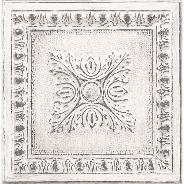 Picture of Hillman White Ornamental Tin Tile Wallpaper