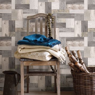 Show details for Knock on Wood Neutral Distressed Wallpaper