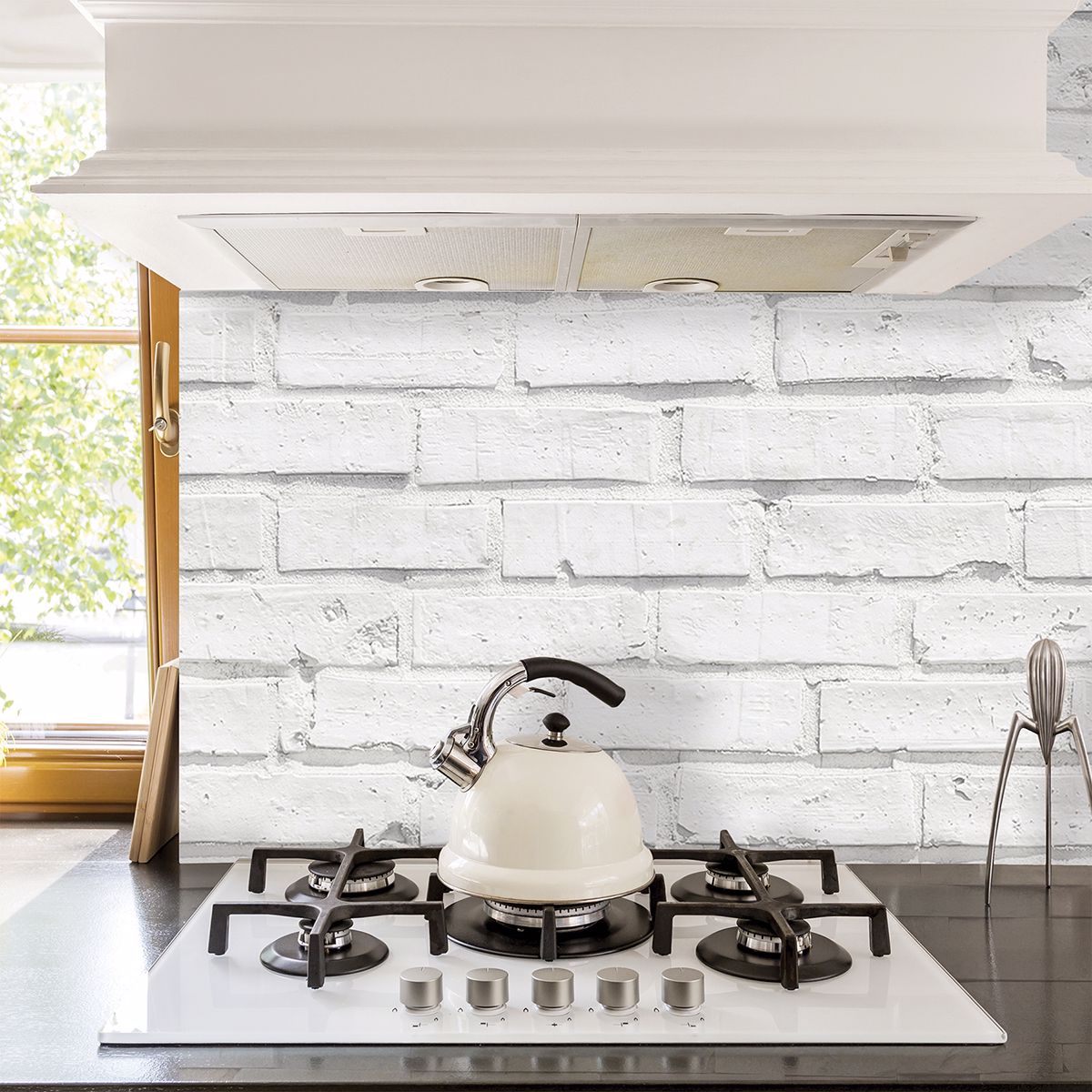 CR-67319 - White Bricks Peel and Stick Backsplash - by Crearreda