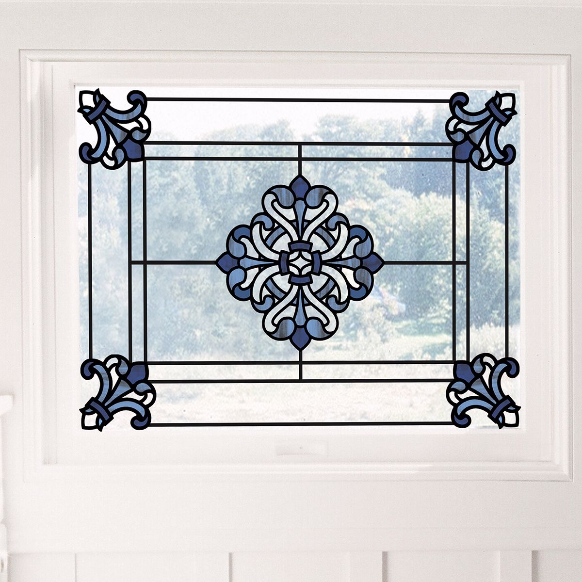 NH2425 Blue Medici Stained Glass Window Decals by InHome