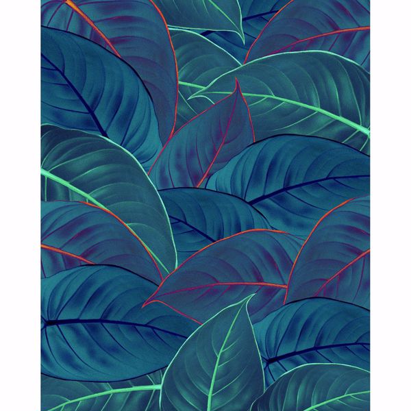 Picture of Neon leaves Wall Mural