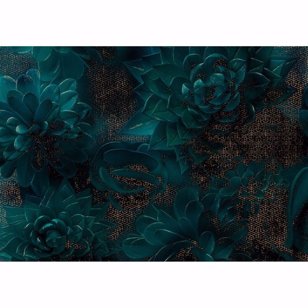Picture of Teal Florals Wall Mural