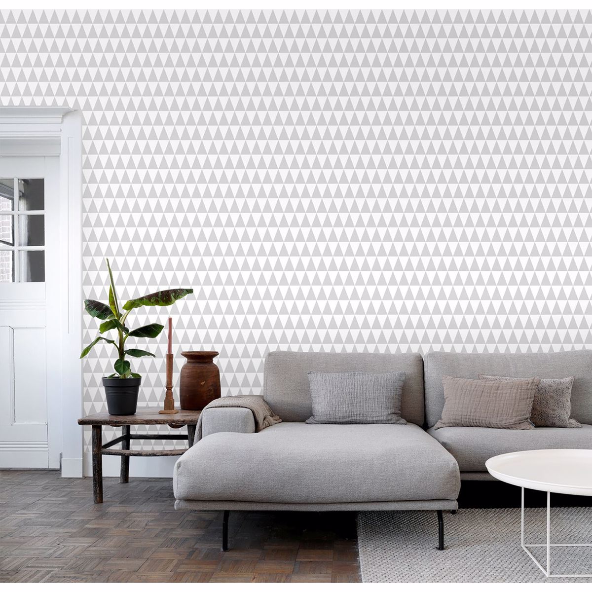 DD128842 - Verdon Light Grey Geometric Wallpaper - by ESTA Home