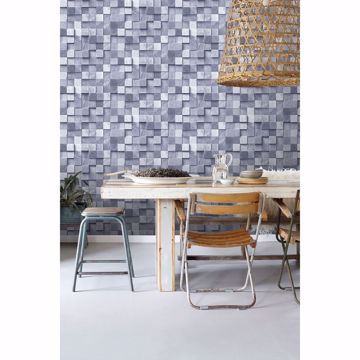 Show details for Tevye Blue Wood Geometric Wallpaper