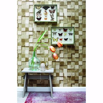 Show details for Tevye Gold Wood Geometric Wallpaper