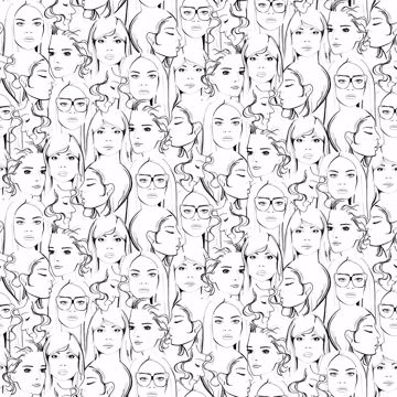Show details for Buckley Off-White Face Collage Wallpaper