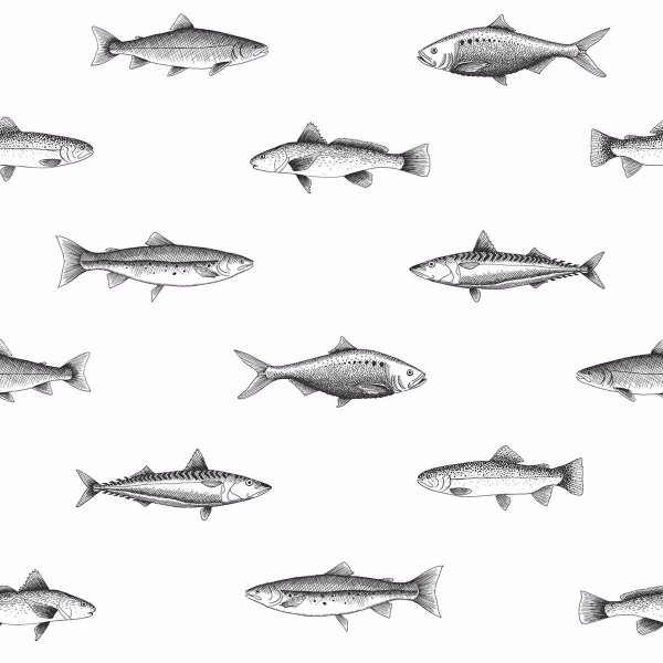 DD138967 - Fiyero Off-White Fish Wallpaper - by ESTA Home