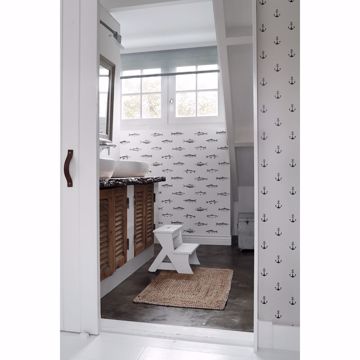 Show details for Fiyero Off-White Fish Wallpaper