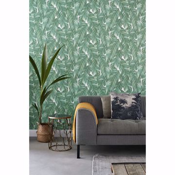 Show details for Dumott Green Tropical Leaves Wallpaper