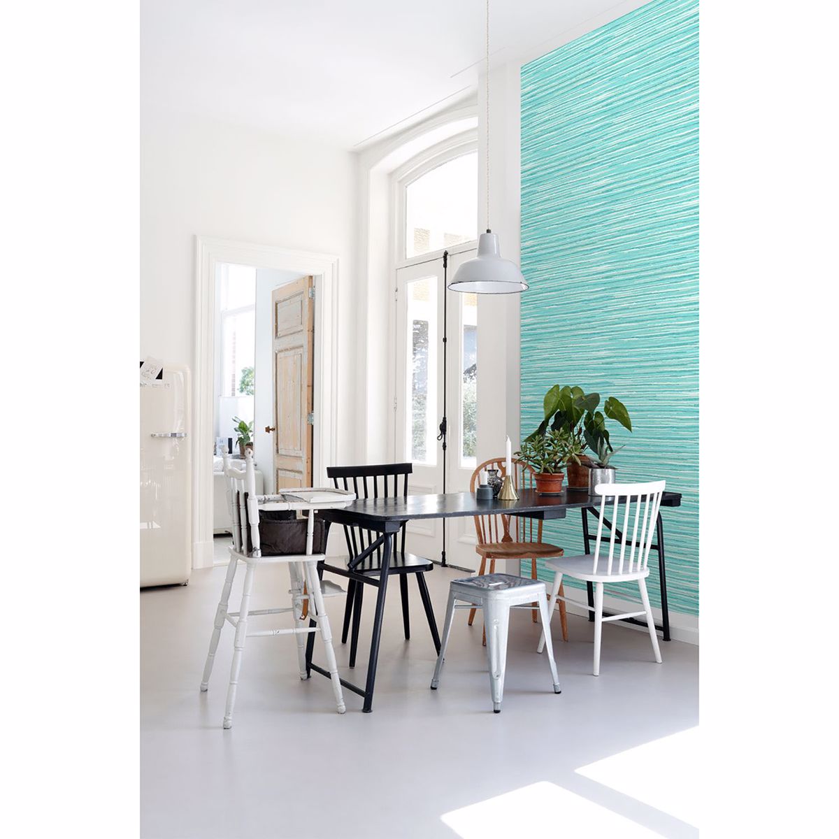 DD148621 Cabana Turquoise Faux Grasscloth Wallpaper by ESTA Home