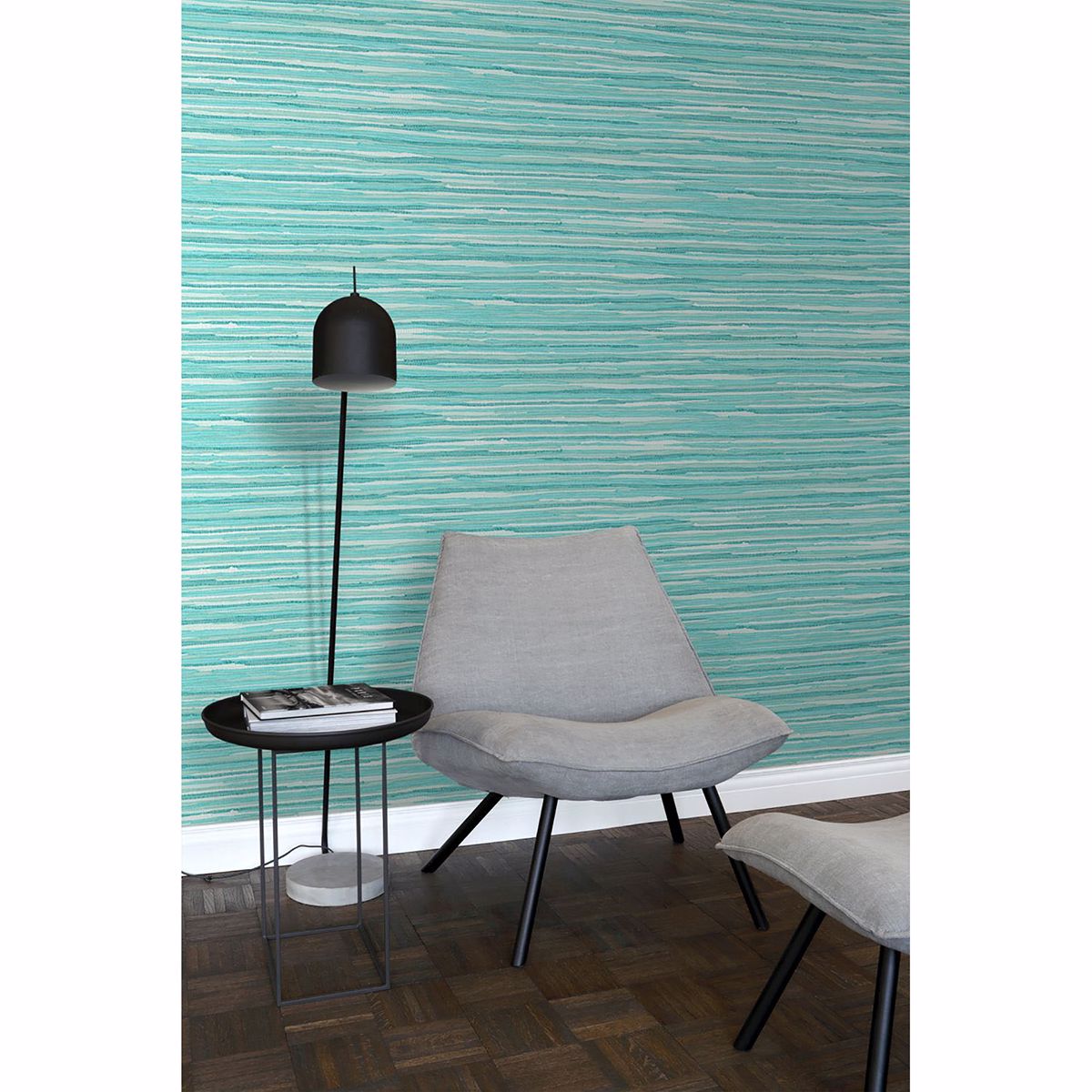DD148621 Cabana Turquoise Faux Grasscloth Wallpaper by ESTA Home