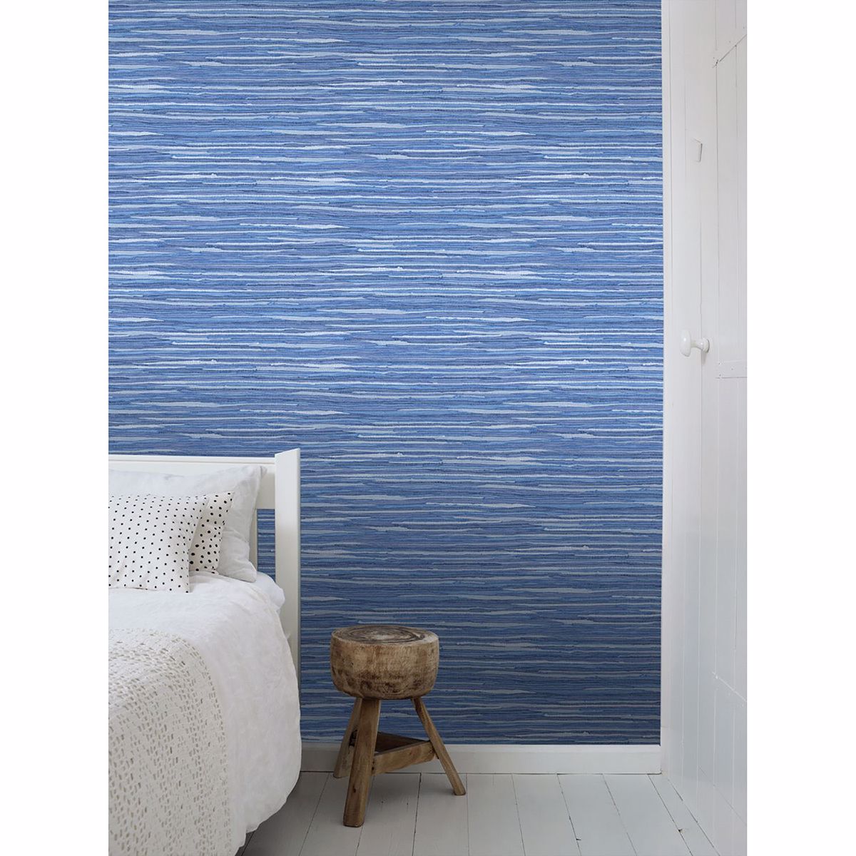 DD148622 - Cabana Blue Faux Grasscloth Wallpaper - by ESTA Home