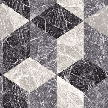 Picture of Rizzo Black Geometric Stone Wallpaper