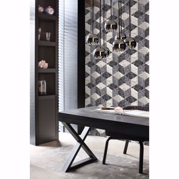 Show details for Rizzo Black Geometric Stone Wallpaper