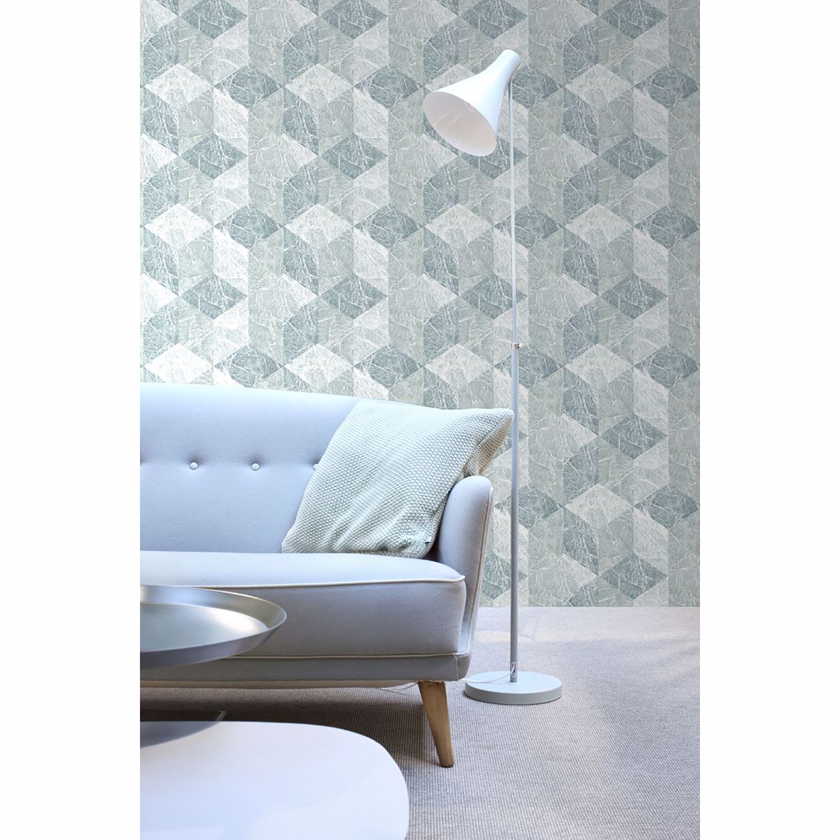 Dd347320 - Rizzo Light Blue Geometric Stone Wallpaper - By Origin