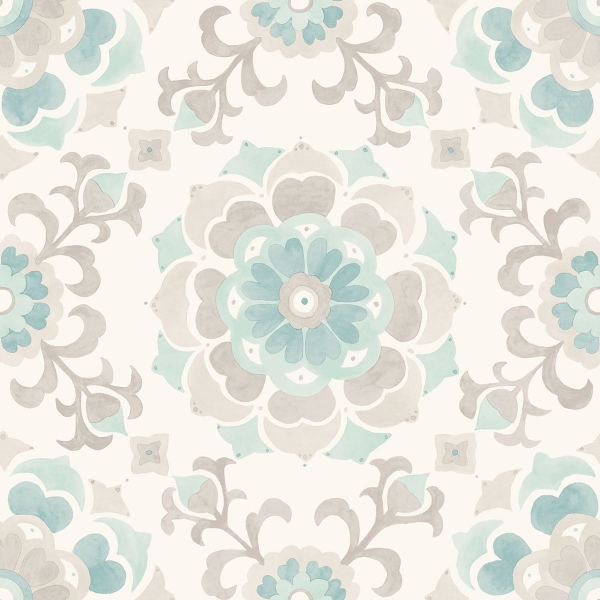 Picture of Tracy Seafoam Medallion Wallpaper