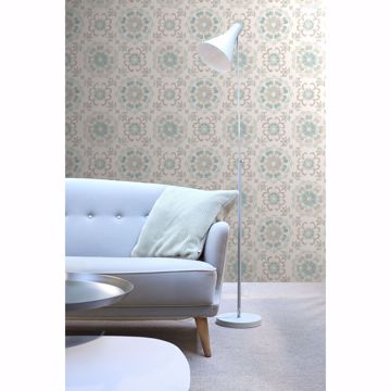 Show details for Tracy Seafoam Medallion Wallpaper