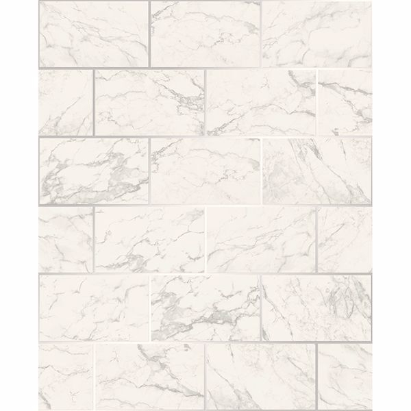 Picture of Mirren Off-White Marble Subway Tile Wallpaper