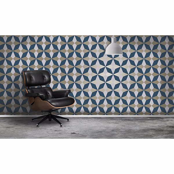 290042548 Newby Navy Geometric Wallpaper by Fine Décor