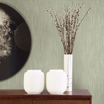 Show details for Chiniile Sage Faux Linen Wallpaper