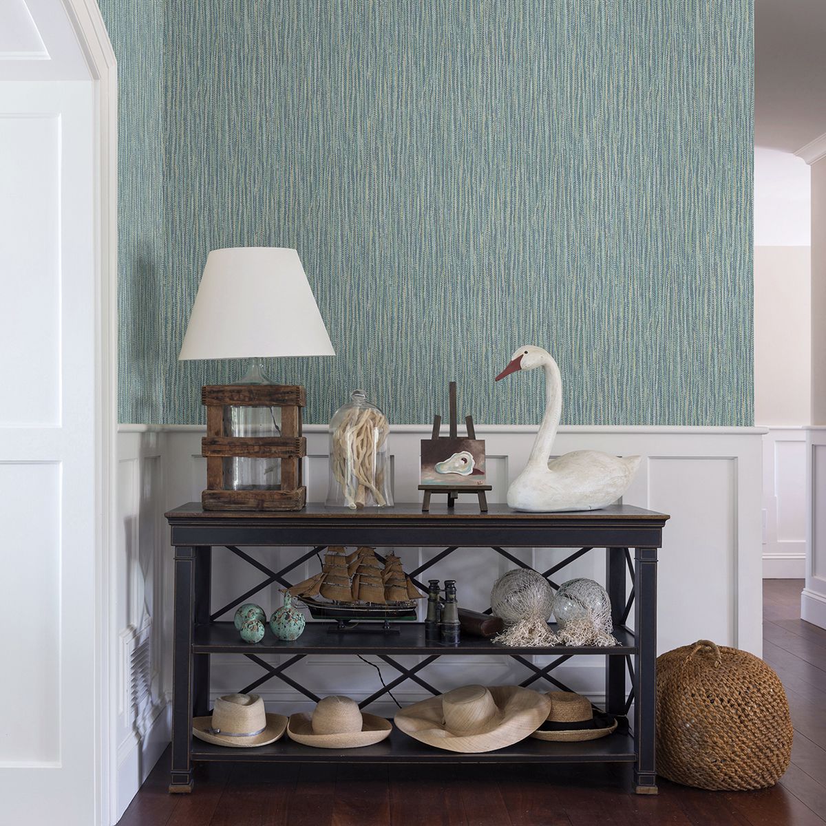 286125420 Raffia Aqua Faux Grasscloth Wallpaper by AStreet Prints
