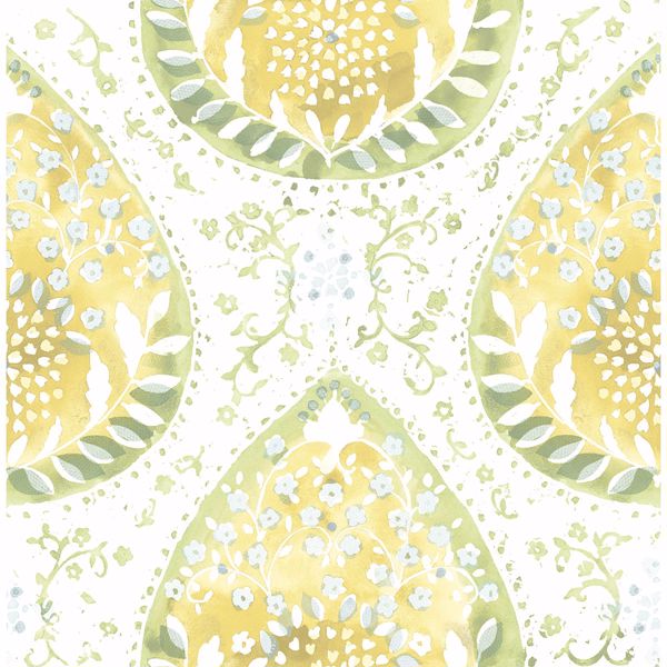 Picture of Alistair Yellow Medallion Wallpaper