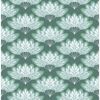 Picture of Lotus Green Floral Fans Wallpaper