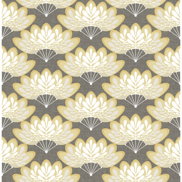 Picture of Lotus Mustard Floral Fans Wallpaper