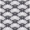 Picture of Lotus Charcoal Floral Fans Wallpaper