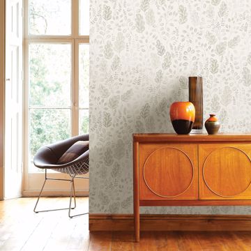 Show details for Isha Beige Leaf Wallpaper