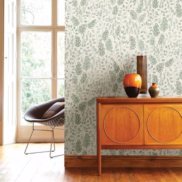 Show details for Isha Green Leaf Wallpaper