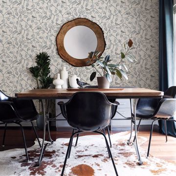 Show details for Crossbill Light Blue Branches Wallpaper