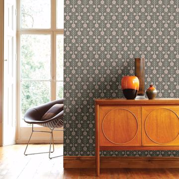Show details for Aya Grey Floral Wallpaper