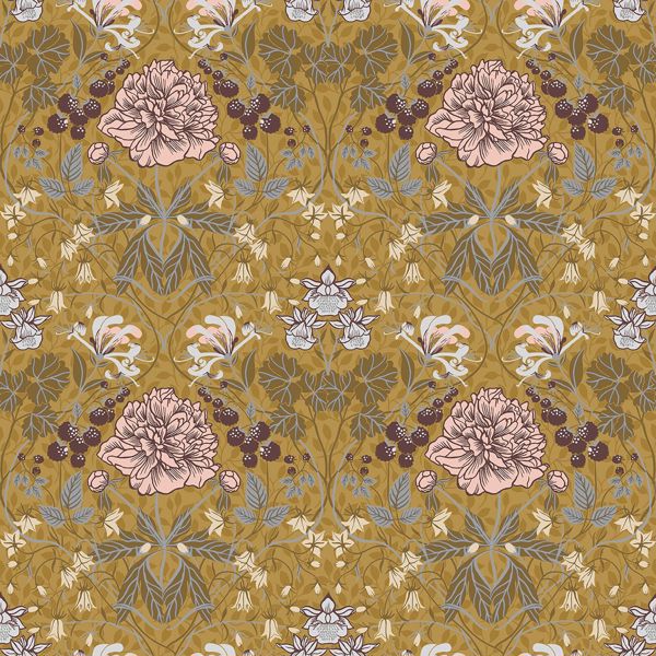 Picture of Celestine Mustard Floral Wallpaper