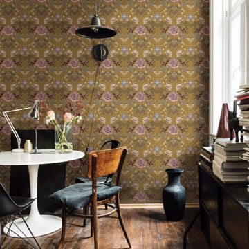 Show details for Celestine Mustard Floral Wallpaper