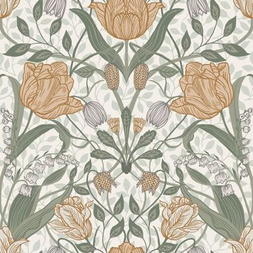 Picture of Tulipa Green Floral Wallpaper