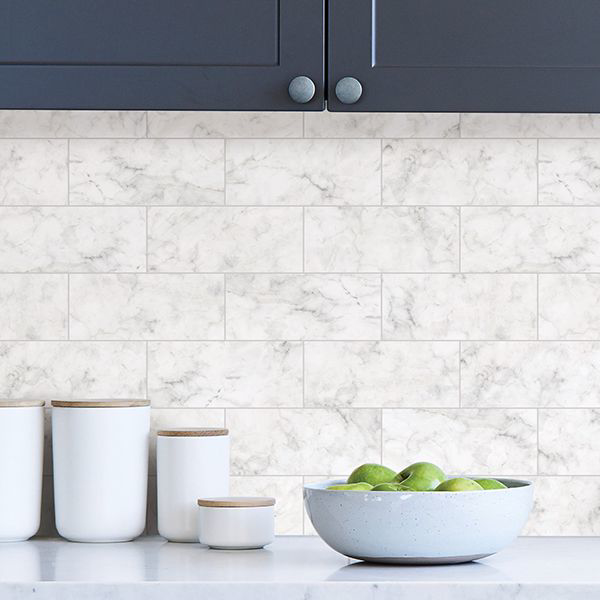 Picture of Marble Tile Peel and Stick Backsplash